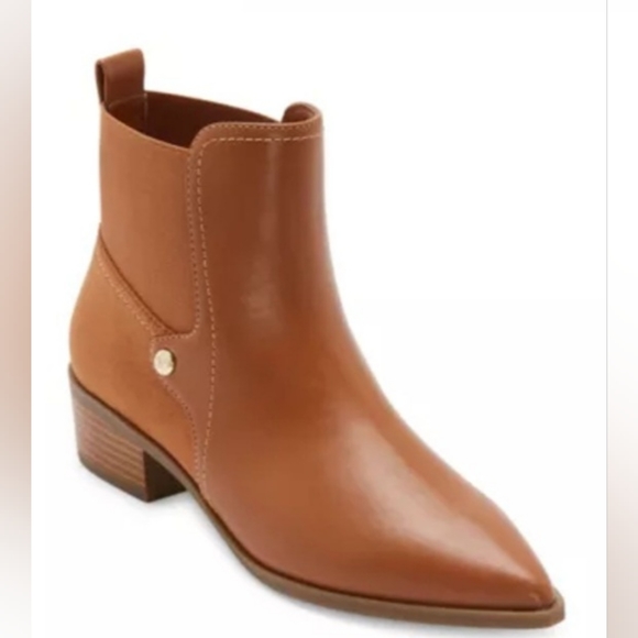 Liz Claiborne Womens Barrington Stacked Heel Booties honey ginger color - Picture 2 of 12